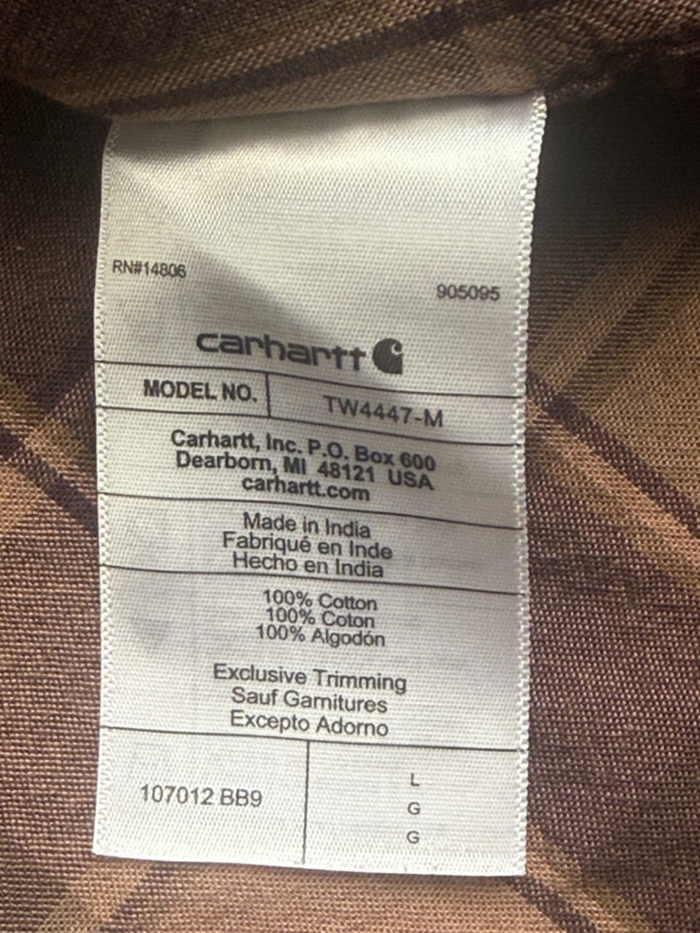 CARHARTT PLAID BUTTON UP SHIRT - Picture 6 of 8